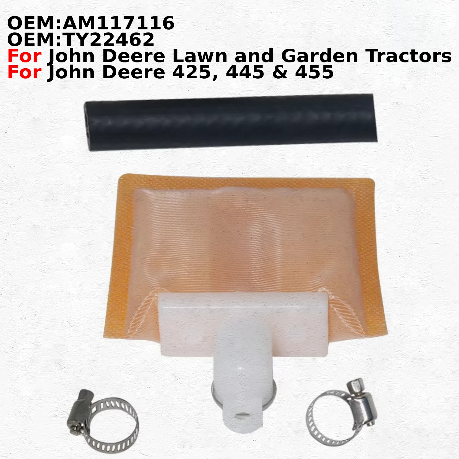 

Motorcycle Fuel Pump Filter Screen For John Deere Lawn and Garden Tractors 425/445/455 OEM：AM117116 Air Filter Screen