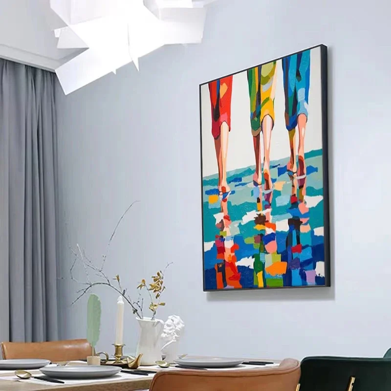 Modern Abstract Colorful Figures Strolling Poster Prints Canvas Painting Wall Art Picture for Living Room Home Decor Cuadros