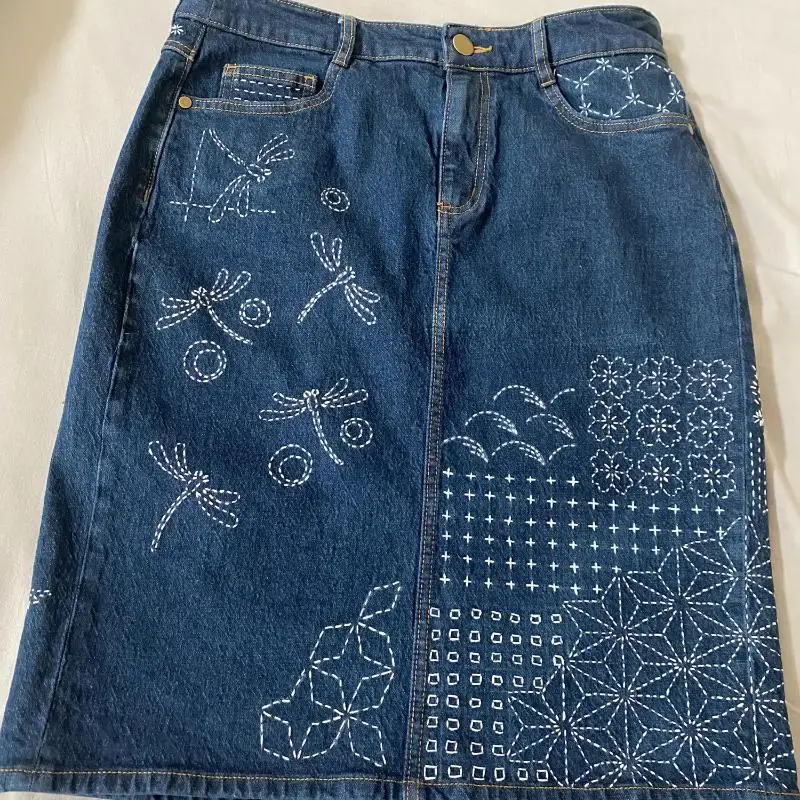 9/32Pcs Thread And Needles Denim Fabric Hand Embroidery Kit Sewing Supplies Water Soluble Sashiko Embroidery Beginner Set