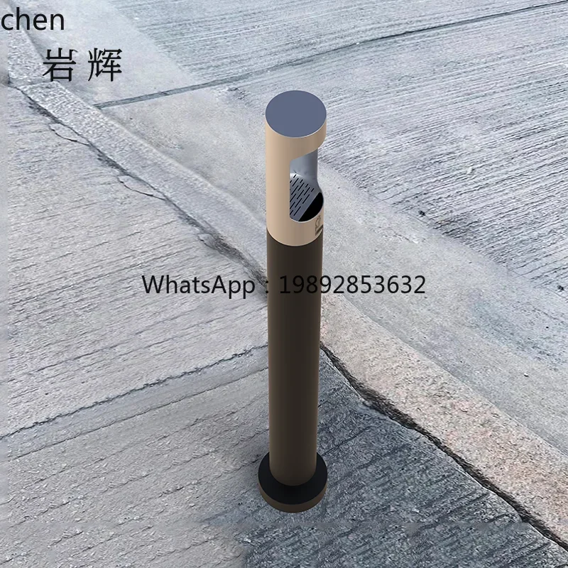 HT Vertical Ash Column Outdoor Smoking Area Cigarette Butt Collector Stainless Steel Ashtray