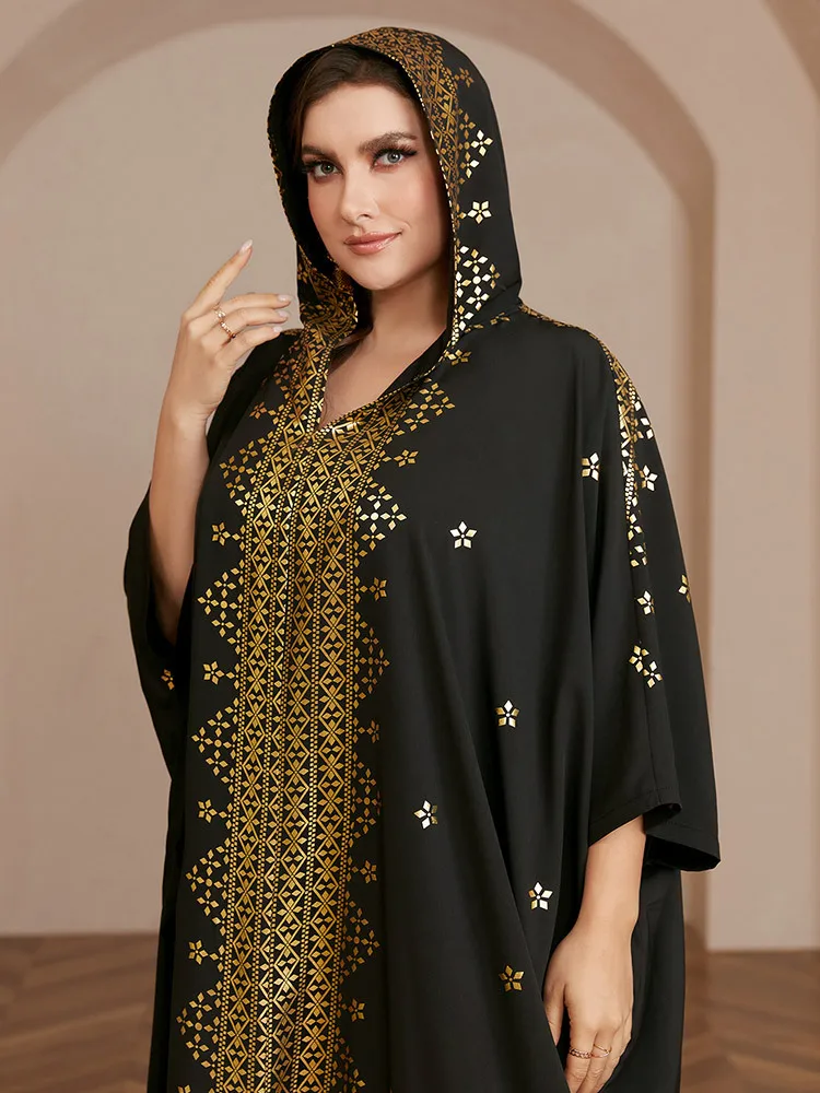 Kaftan Hooded Abaya for Women Muslim Loose Party Dress Caftan Mubarak Jalabiya Djellaba Marocain Turkey Dubai Robe Gowns Casual