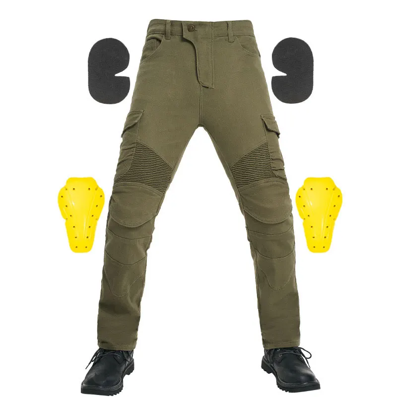 2026 new men's cycling pants, summer motorcycle knee pads and anti fall riding equipment, all season elastic denim racing pants