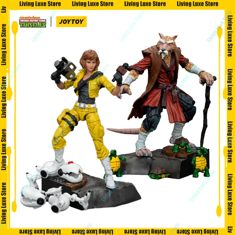 Original JOYTOY 1/18 TMNT Action Figure Splinter and April O'Neil 2PCS Model