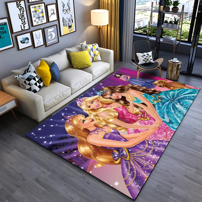 Barbie Classic Movie Rugs for Bedroom Fluffy Square Floor Carpets Living Room Home Decoration Rugs Soft Velvet Mat Area Rug