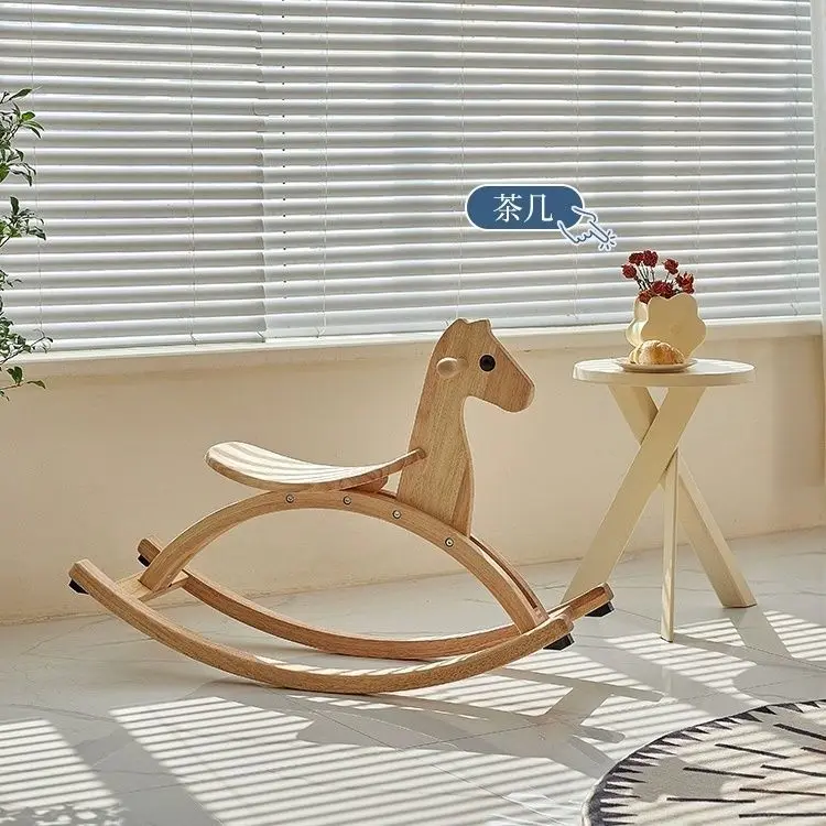 Solid wood bending, anti drop and sturdy Simple and fun wooden horse rocking horse