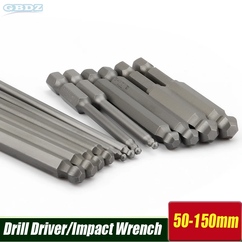 50/65/100/150 мм шестигранная отвертка с шариковым наконечником H2-H8, магнитная головка, шестигранный ключ, сверло, ударная отвертка
