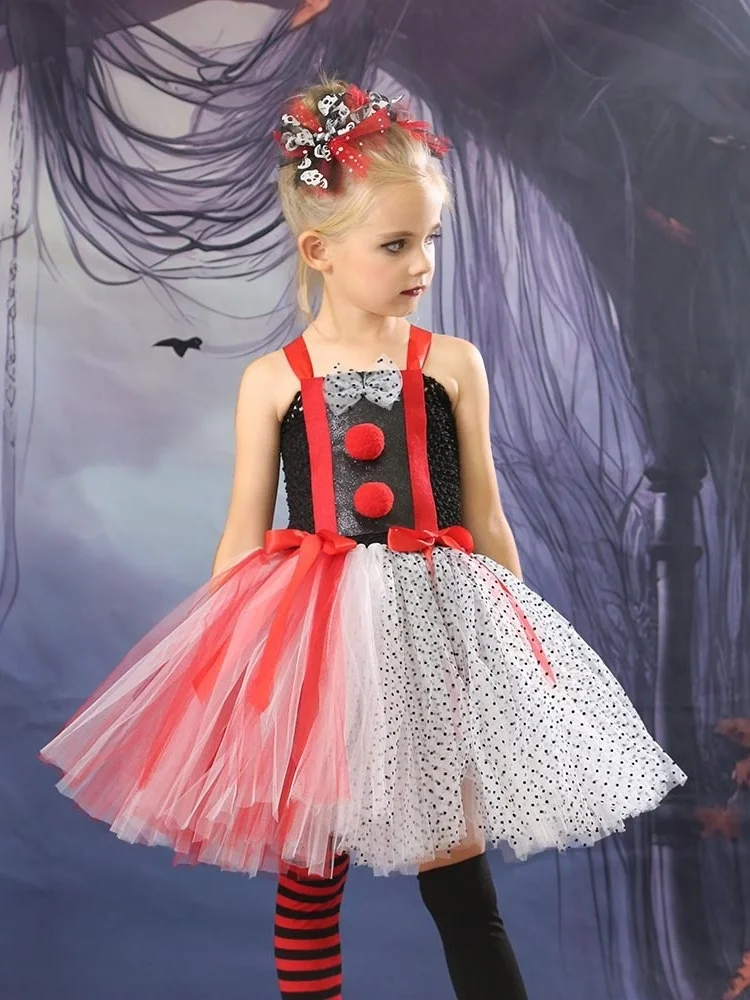 Costume Cosplay di Halloween per bambini vestito da Tutu da ragazza Joker con spettacolo di vendetta di Joker