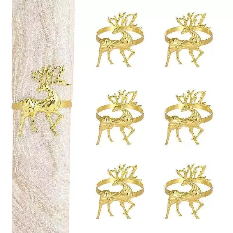 Christmas Napkin Rings Gold Reindeer Used For Holiday Parties Christmas Wedding Thanksgiving Home Dinner Table Decoration