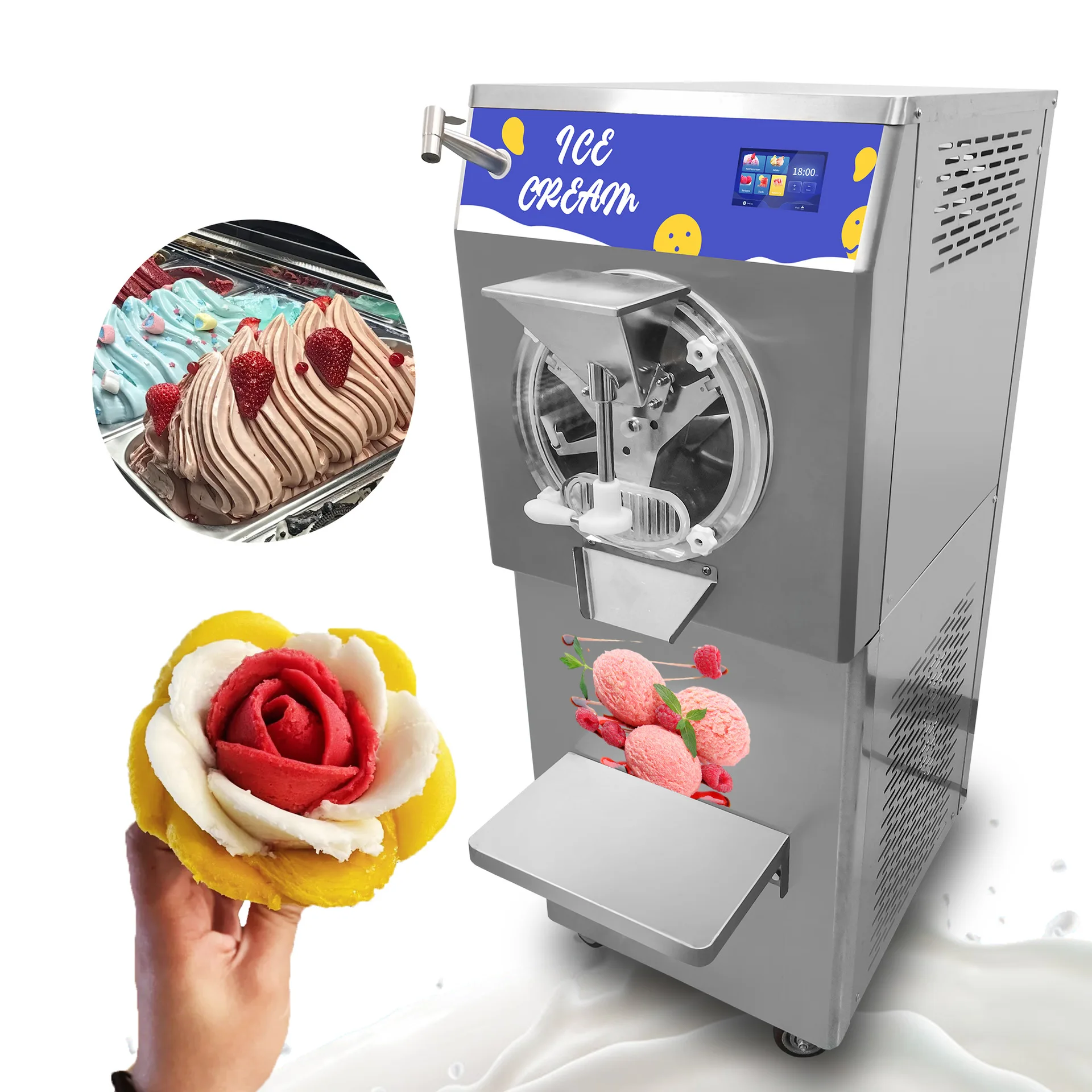 

Automatic Gelato Ice Cream Batch Freezer Machine for Yogurt Fruit Milk Chocolate and Ice Cream Powder Ingredients