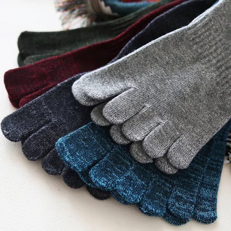5 Pairs New Five Finger Men's Socks Organic Cotton Solid Non-Slip Harajuku Sport Split Toe Socks