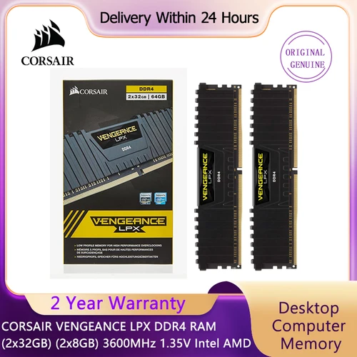 Imagen 1 del producto Corsair Vengeance LPX 32GB 16GB (2x8GB) DDR4 DRAM 3200MHz 3600MHz Kit de memoria de escritorio negro blanco XMP2.0 para juegos Intel AMD