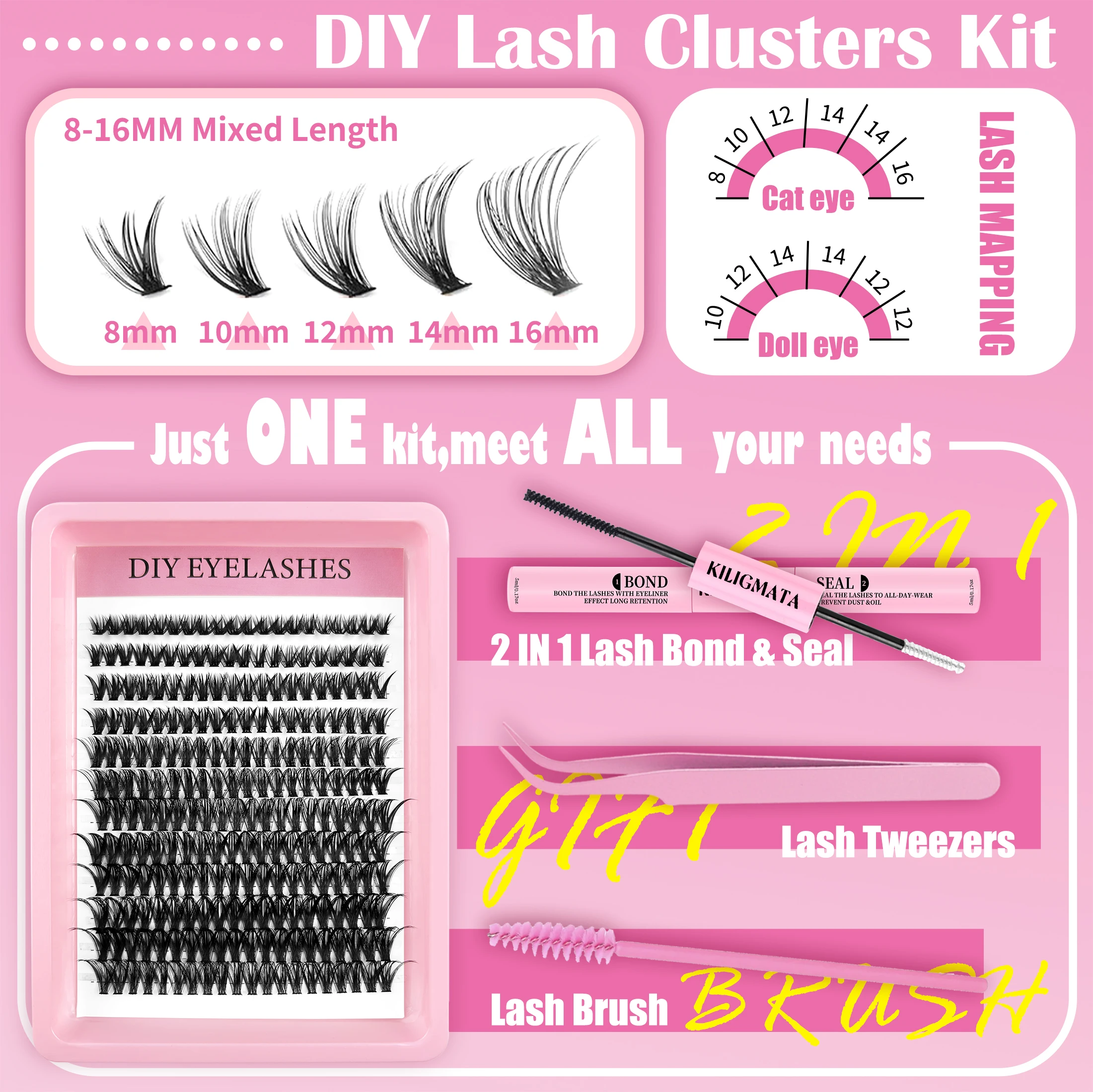 Kit de cils en grappe DIY, ext - Lash Extension Tweezers avis et prix