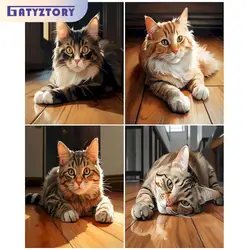 GATYZTORY Painting By Numbers Cat Kits Animals Handmade Crafts Acrylic Picture Coloring By Numbers Diy Gift For Home Decors