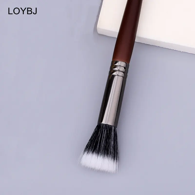 LOYBJ Flat Foundation Brush Tongue Foundation Makeup Brush Goat Hair Stippling Blush Brush Eyebrow Eyelash Cosmetic Brush Tool