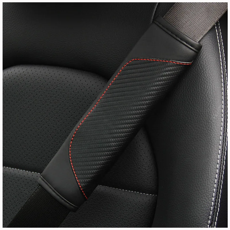 PU Carbon Fiber Leather Car Shoulder Guard Belt Decoration Set Multiple Colors Interior Enhancement Accessory