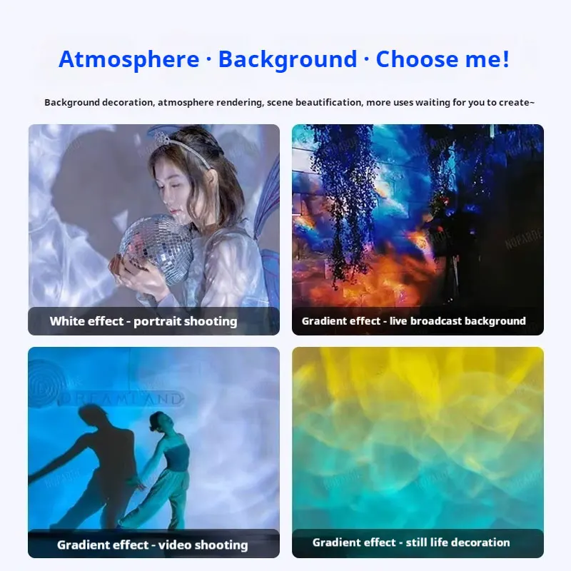 High-End Dynamic Water Ripple Projector Ambience Light for TikTok Live Dancing Singing Wall Decor Background Lamp