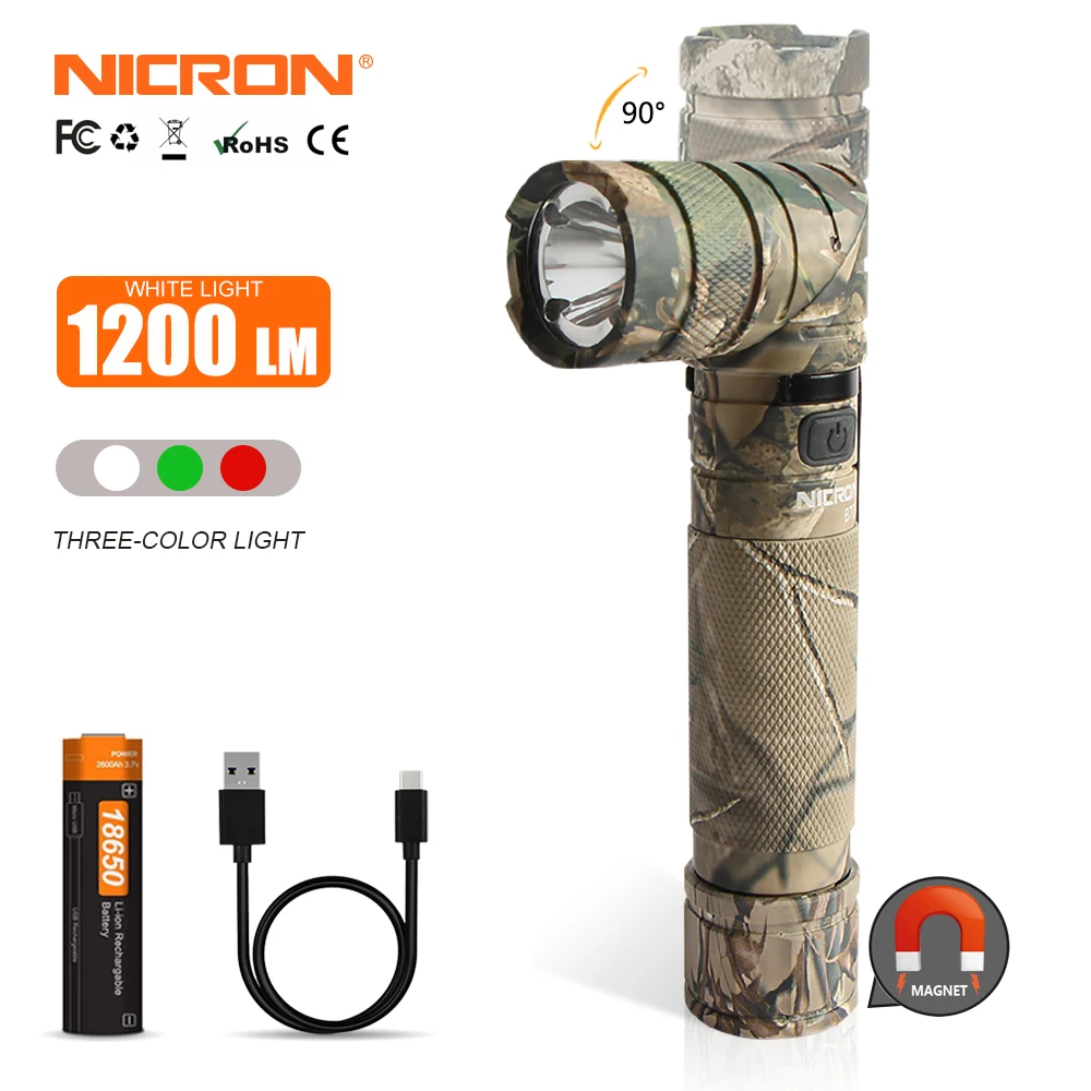 NICRON B70+  Rechargeable Waterproof  Outdoor Twist Flashlight