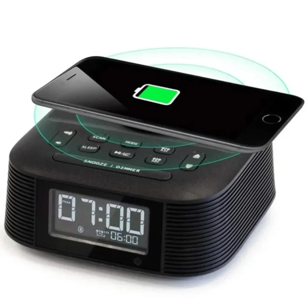 Wireless Charging speaker with radio USB Blue tooth speaker Dual Alarm clock speakers wireless charging function Hotel