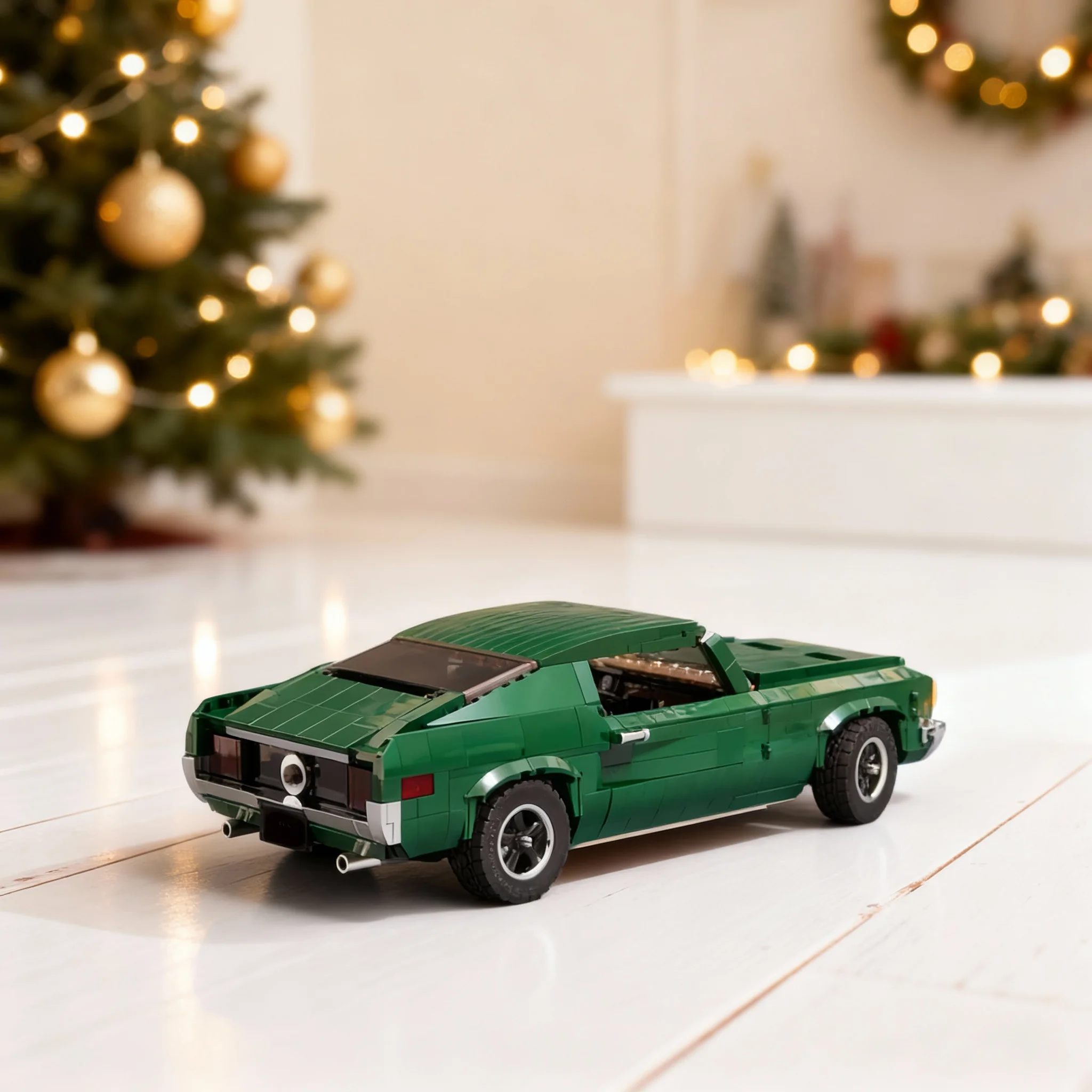 

1402 детали MOC Ford Mustang GT BULLITT: Модель автомобиля с заниженным дном, конструктор, архитектурная модель, рождественский подарок, развивающая игрушка, кирпичики