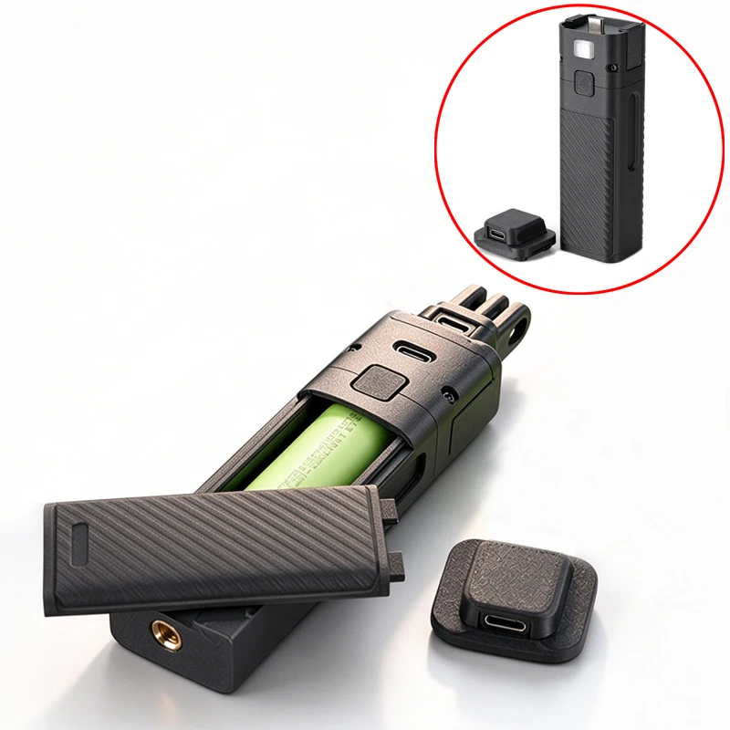 1Set For DJI Pocket 4/4P Battery Handle Shell Replaceable-Cell Grip Housing w Type-C Charge/Discharge Port Fits 18650/21700 Cell