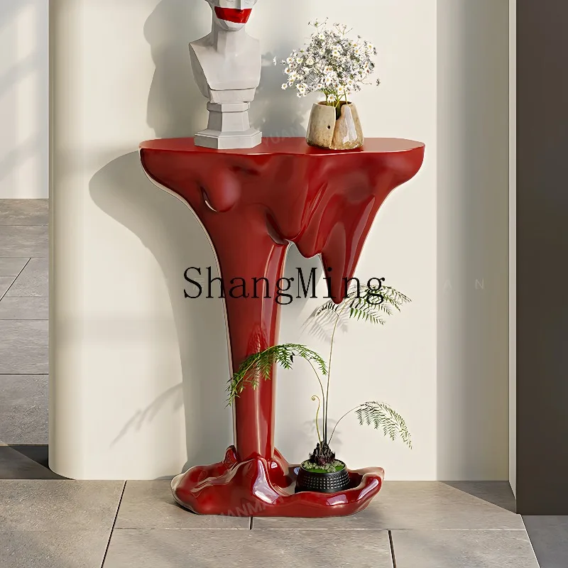 

CL entrance terrace, entrance corridor aisle, home living room against the wall, narrow table, light luxury, modern high-end