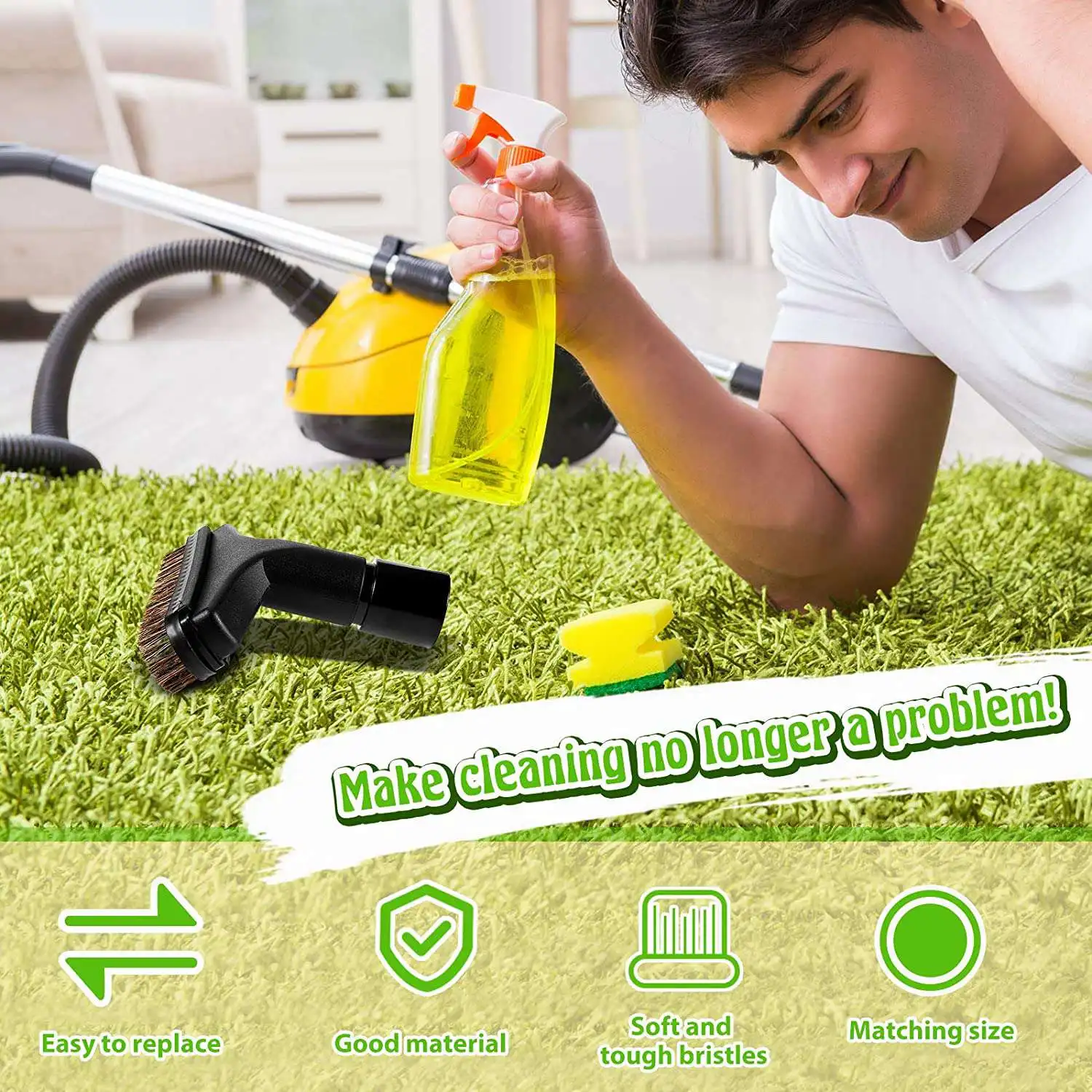 فرشاة غبار شعر حصان مربعة ، أداة العناية بالغبار ، منظف شعيرات ناعمة ، ملحقات فرشاة فراغية ، 1-من من من من من شعيرات الخيل ، 2