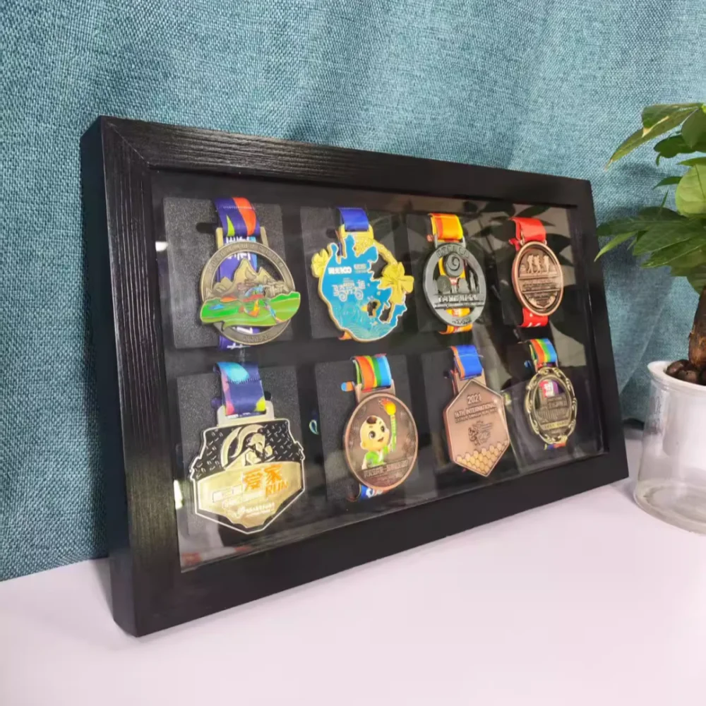 Clear Wood marathon medal display frame,Sports medal storage frame, Home Wall-themed decoration, An exclusive gift for athletes