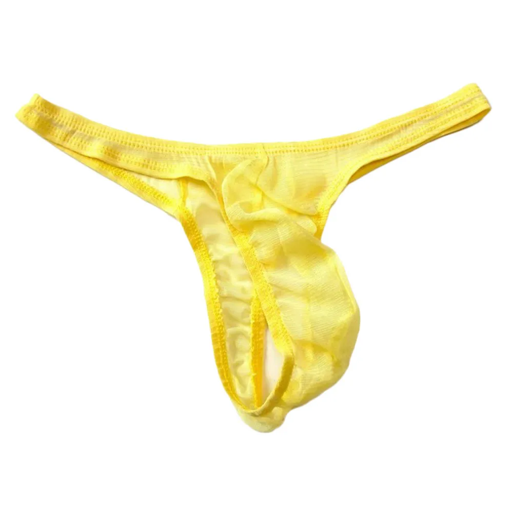 Calzoncillos con parte trasera en T para hombre, Tanga de malla transparente, bragas con bolsa para bulto, ropa interior transpirable transparente de cintura baja