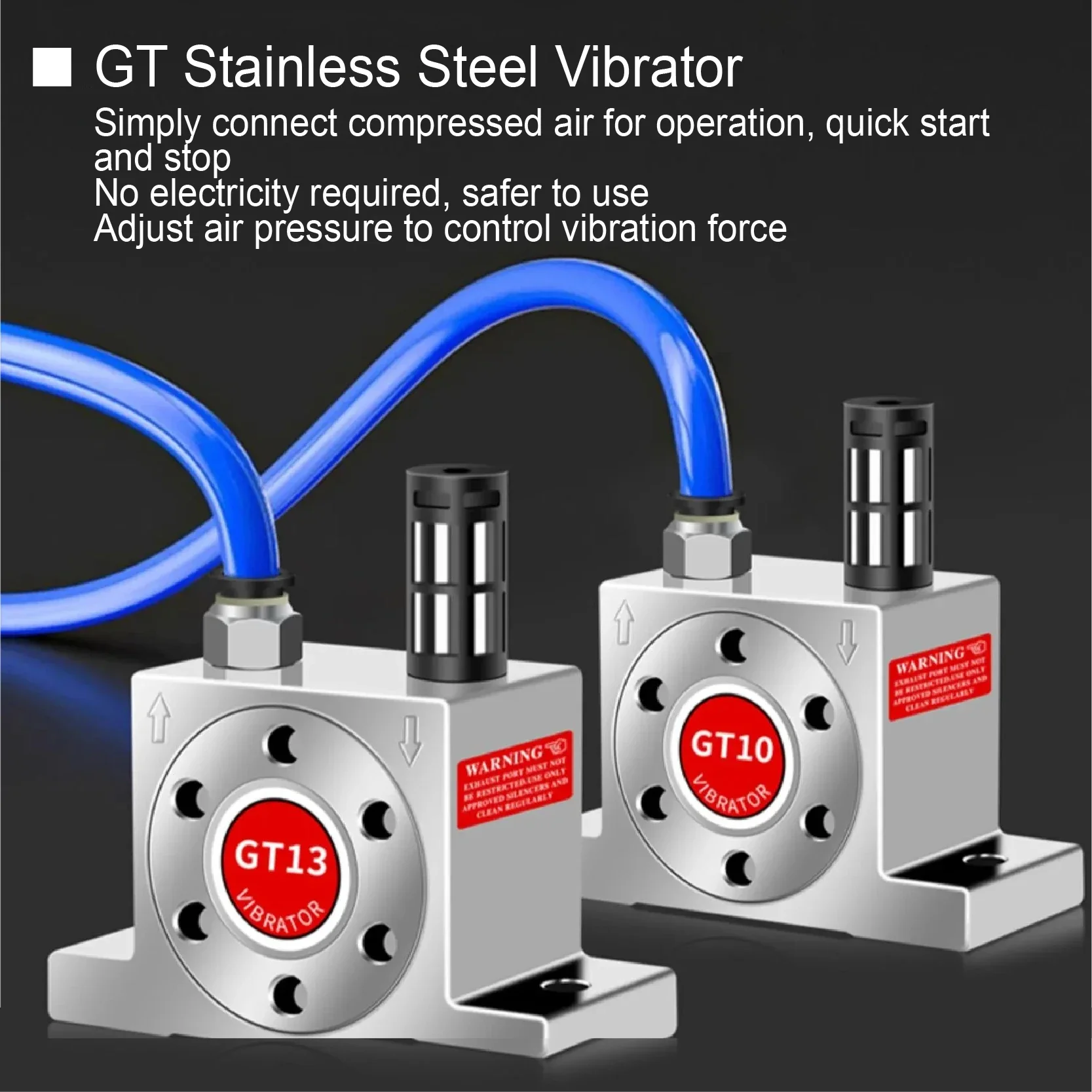 GT4 GT6 GT8 GT10 Stainless Steel Pneumatic Turbine Vibrator Air Oscillator Industrial Silo Bin Vibrator for Material Flow