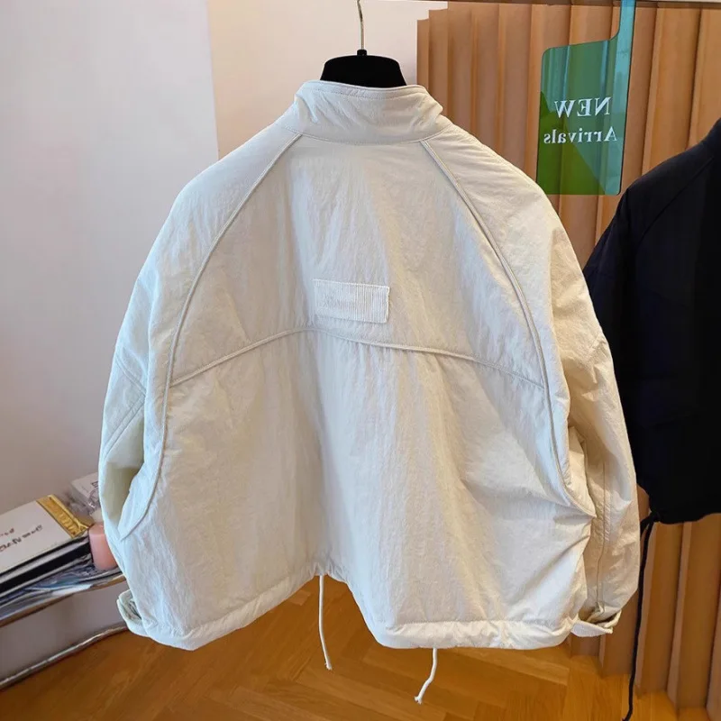 韓国スタイルカジュアルスタンドカラーコットンジャケット女性のファッションソリッドカラーシングルブレストルーズコート新しい冬暖かいアウター