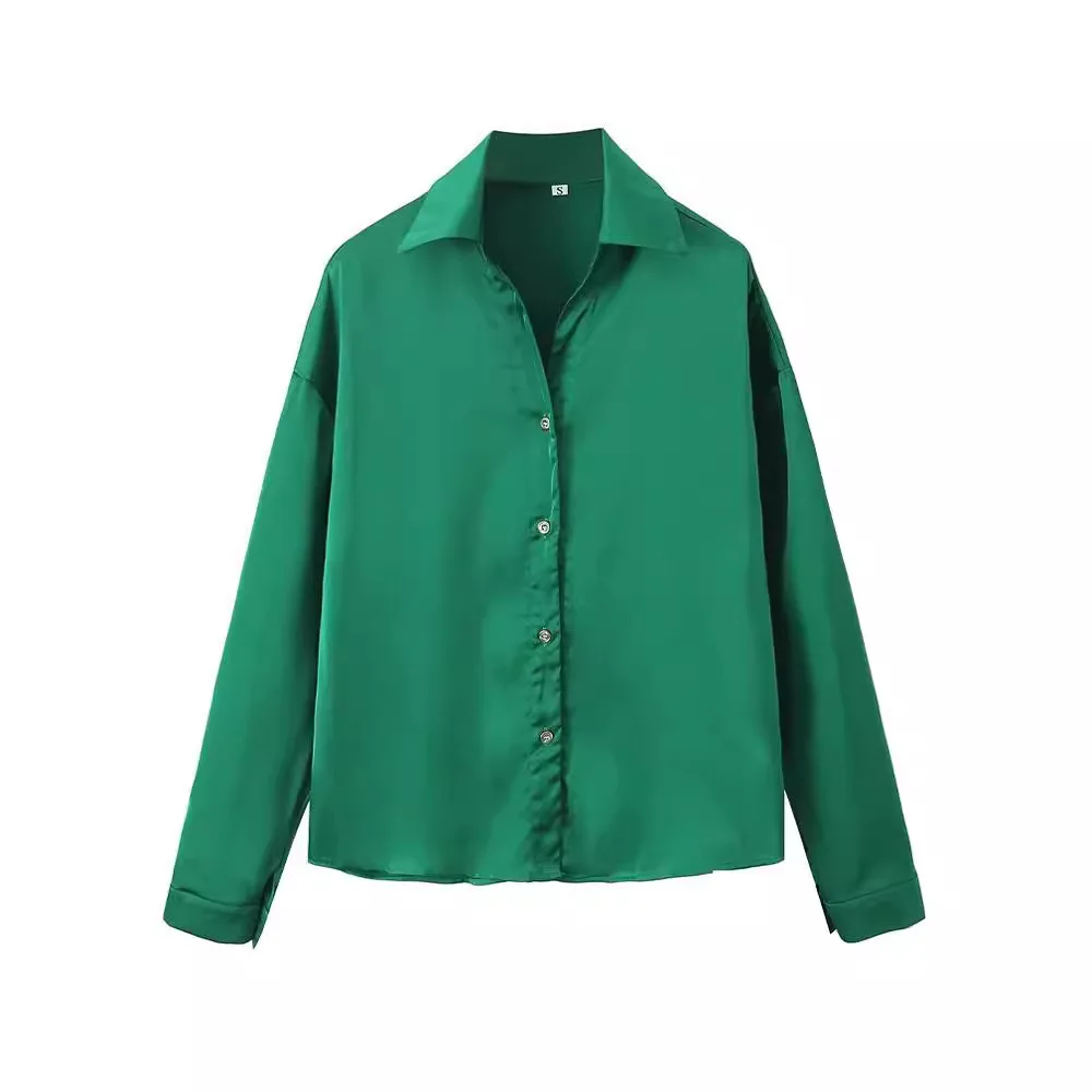 

Новая женская однотонная Повседневная рубашка с длинным рукавом, Женская Повседневная Блузка, уличная одежда, женская одежда