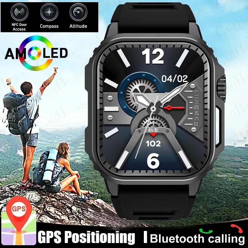 

AMOLED Smart Watch Мужчины Женщины GPS Спорт Сердечный ритм Кровь Кислород Новый Военный Открытый IP68 Водонепроницаемый Smart Watch Bluetooth Звонок