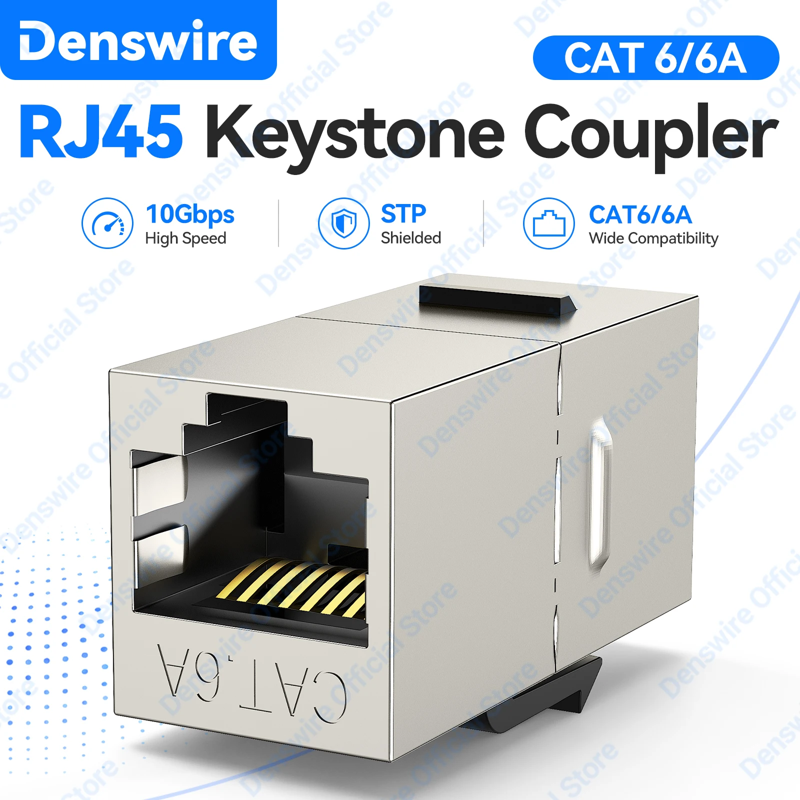 Denswire Shielded Keystone Jack RJ45 Inline Coupler for CAT6/CAT6A/CAT7 RJ45 Female to Female Insert Coupler Ethernet Adapter