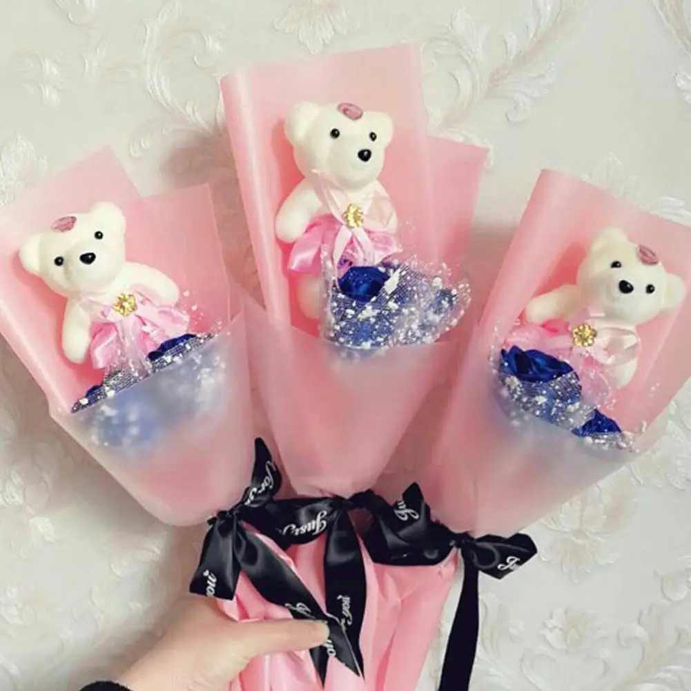 

10pcs Bouquet Bear Ice Cream Diamond Bear Valentines Day Gift For Wedding Bouquet Cute Bear Beautiful Flower Gift Home Decor
