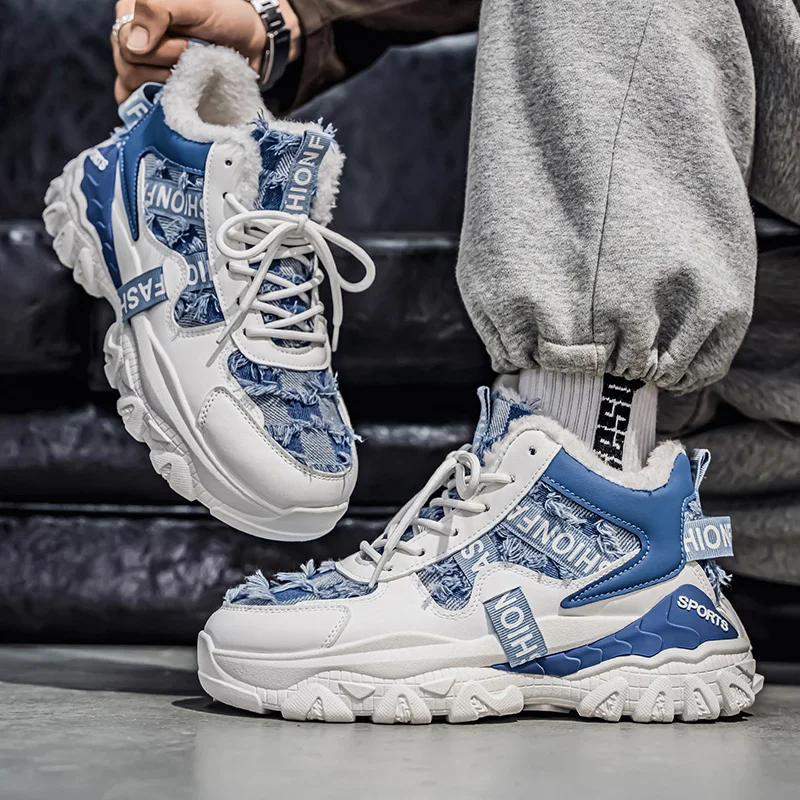 New Waterproof Hiking Shoes Men Winter Outdoor Sneakers for Men Snow Boots Plush Mountain Snowboots Outdoor Tourism Jogging Shoe