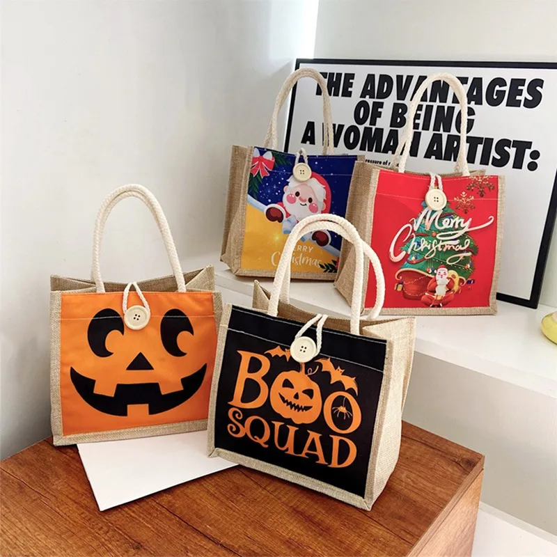 Halloween Pumpkin Shoulder Bags 2023 Happy Halloween Decorations For Home Kids Trick Or Treat Horror Party Gifts Packing Bag