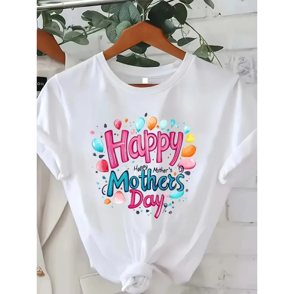 Happy Mother's Day Men Women T-Shirt Tulip Floral Print Casual Tee Mother's Day Gift for Mom Harajuku Tops Y2k Top Gothic TShirt