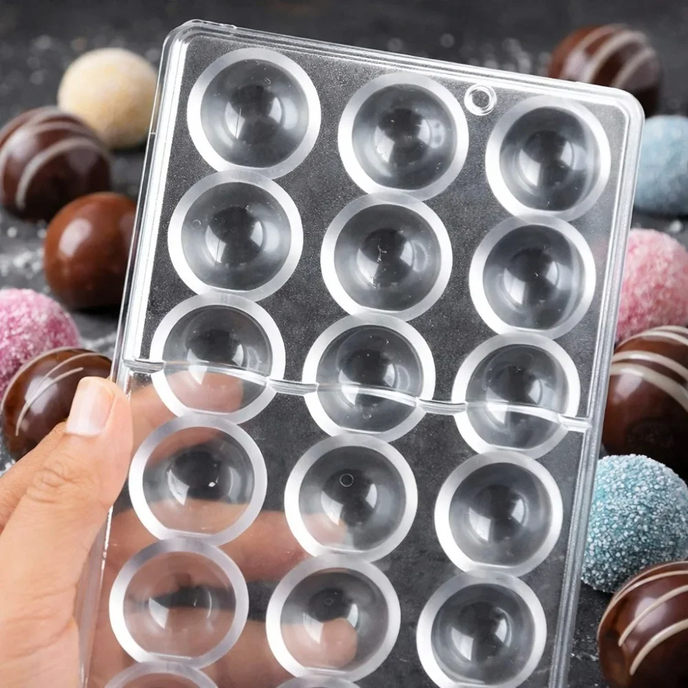 Polycarbonate Chocolate Mold Hemisphere Shape, 3cm Half Sphere Truffle Candy Mould, DIY Filled Chocolate Making Baking Tool