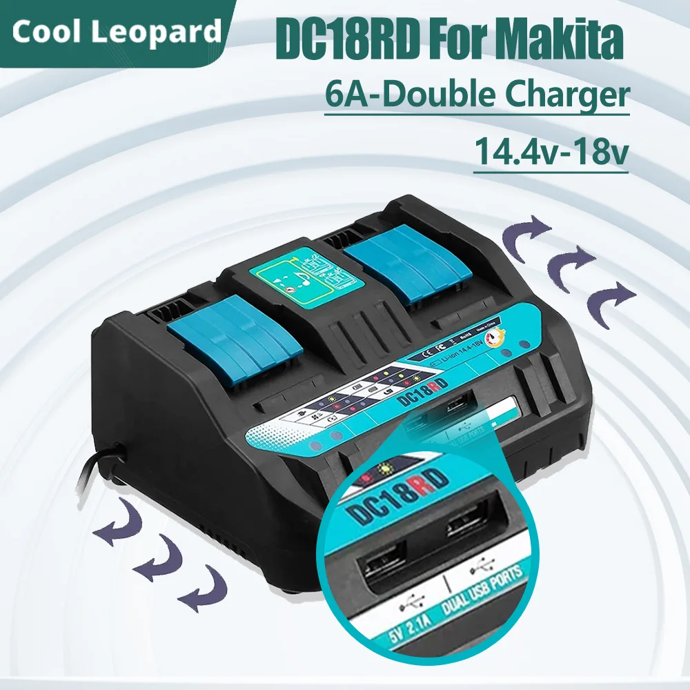 DC18RD/DC18RC/DC18RF Li-ion Battery Charger For Makita 14.4V 18V Bl1830 Bl1430 Dc18Ra Electric Power 3A/6A Charging US/EU Plug