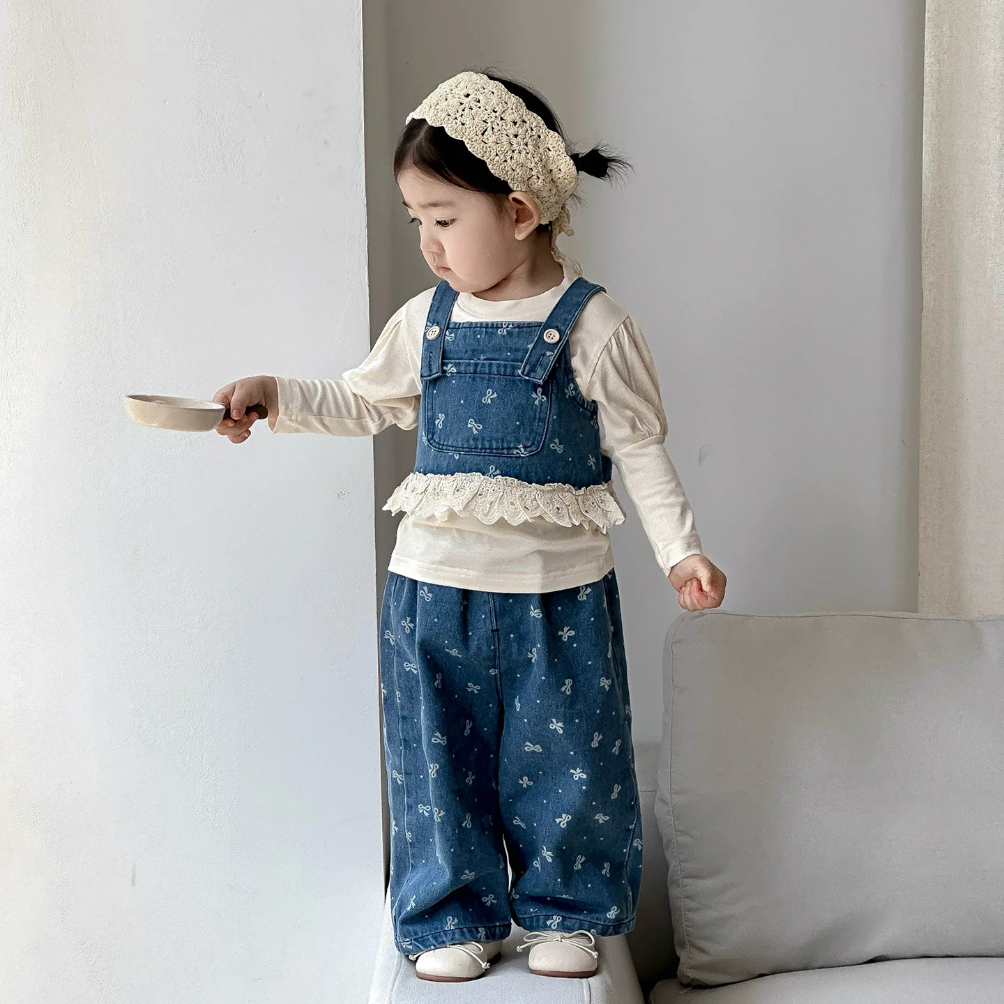 

Autumn Newborn Girls 3piece Set Solid Color Puffed Sleeve Infant Baby Girls Top Butterfly Bow Lace Trim Toddler Girl Vest Pant