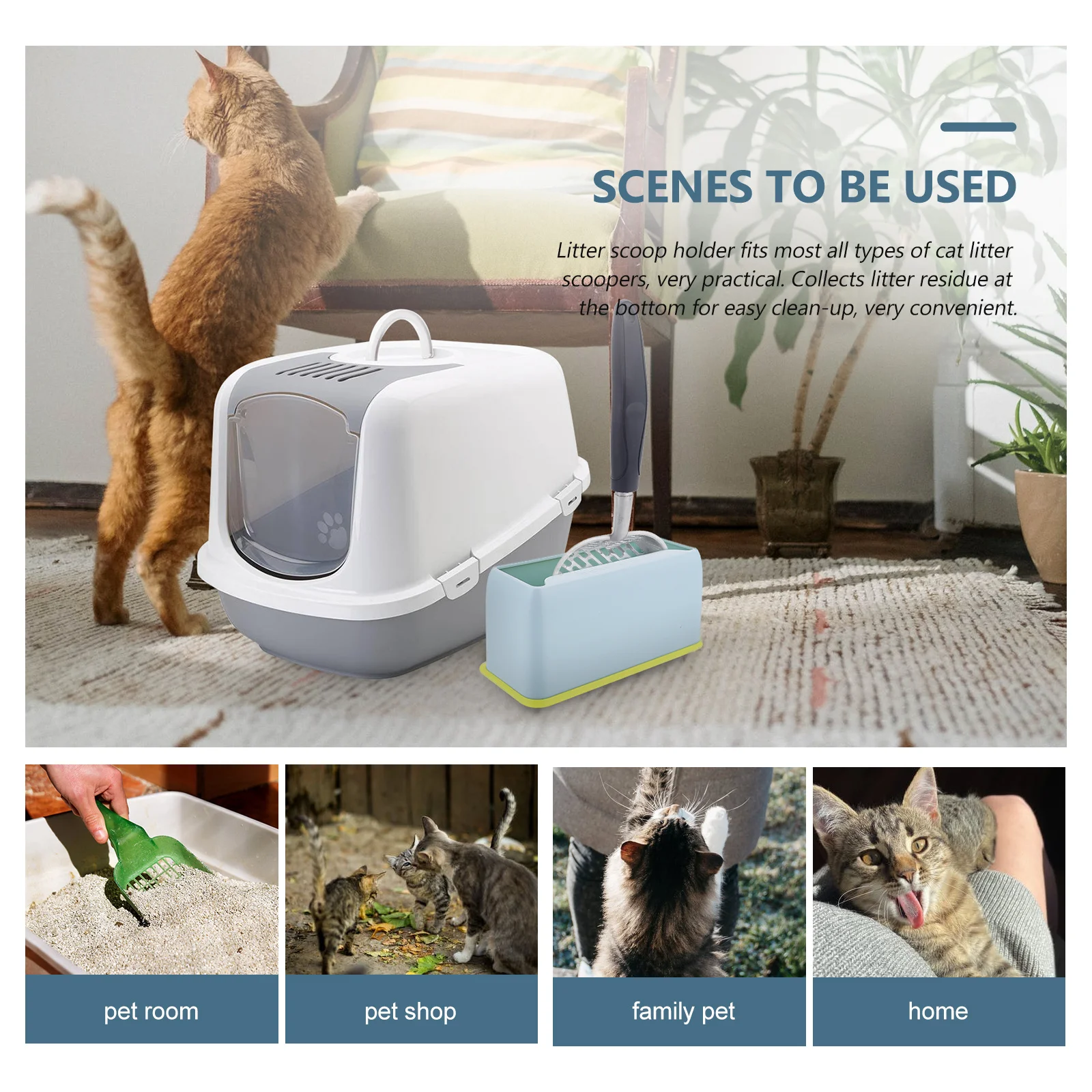 

2Pcs Sturdy Litter Scoop Holder Prevents Sand Shaking Keeps Floors Tidy Multi-Function Scooper Stand Litter Scoop Holder