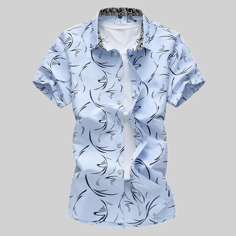 2024 Summer Men\'s Shirts 3D Floral Print Short Sleeve Shirt Blouse Casual Fashion Aloha Tops Oversized Tees Shirt Men Clothing