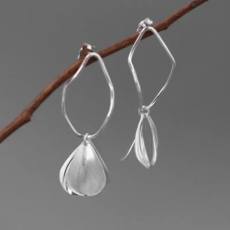 INATURE 925 Sterling Silver Gorgeous Flower Petal Drop Earrings for Women Wedding Jewelry