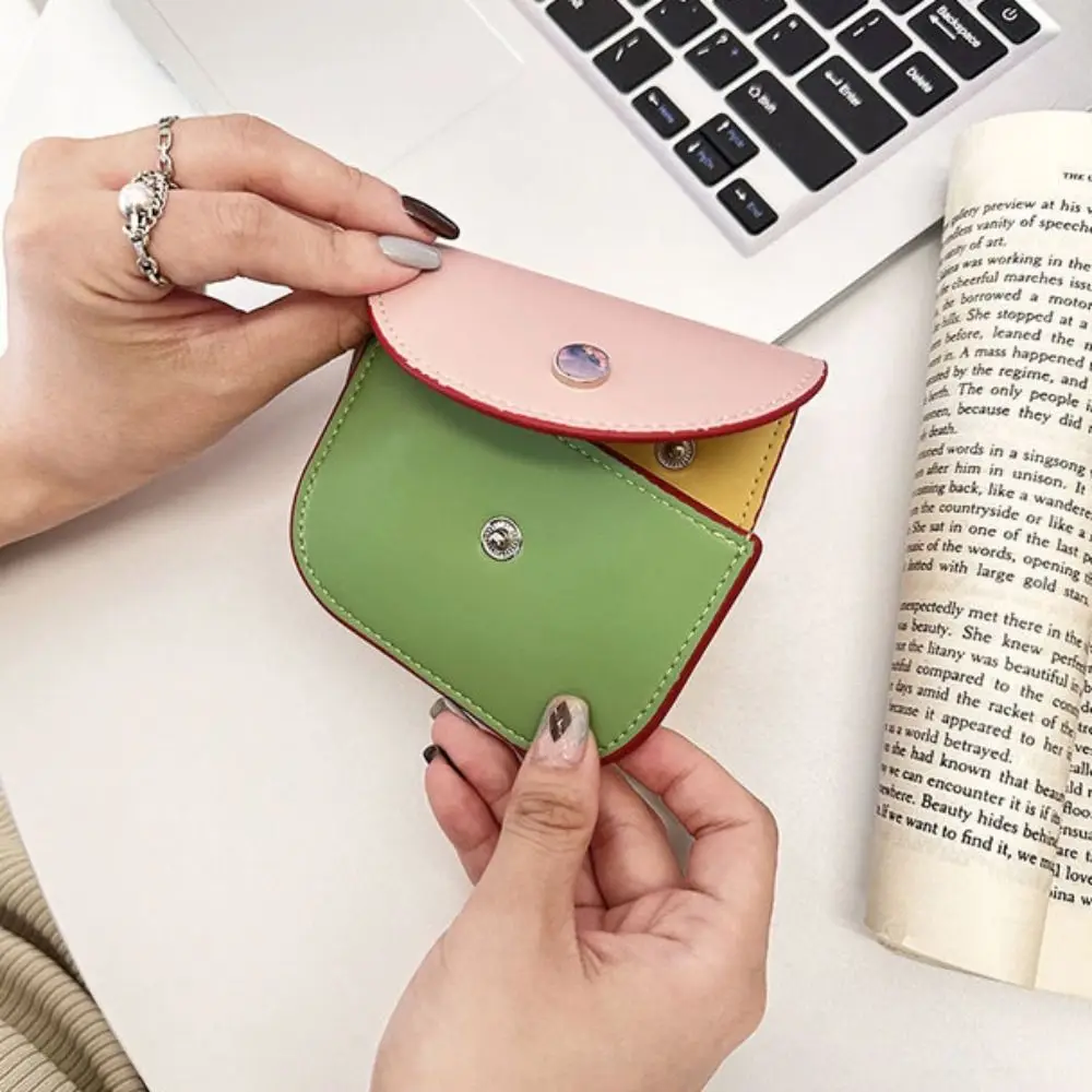 Solid Color PU Coin Purse Fashion Detachable Multi-function Thin Card Bag PU Leather Short Clutch Short Wallet Travel