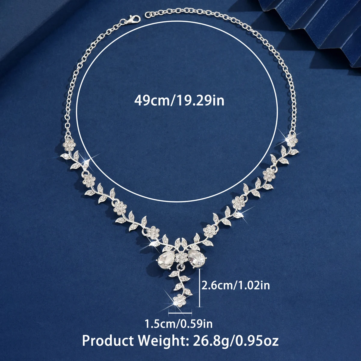 1PC-Elegant Black Leaf Rhinestone V Necklace For Wedding Guest Holiday Party Gothic Evening Outfit