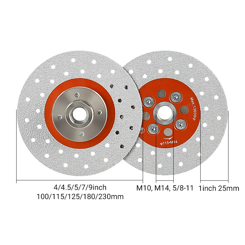 5/8-11/M10/M14brazed diamond double-sided cutting saw blade100/115/125/180/230MM stone granite metal grinding angle grinder tool