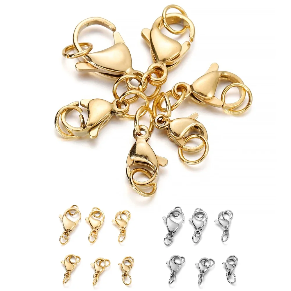 

30 шт./лот, застежки в виде когтей омара из нержавеющей стали, кольца для прыжков для DIY ожерелья, браслета, разъем, ювелирные изделия, принадлежности для изготовления