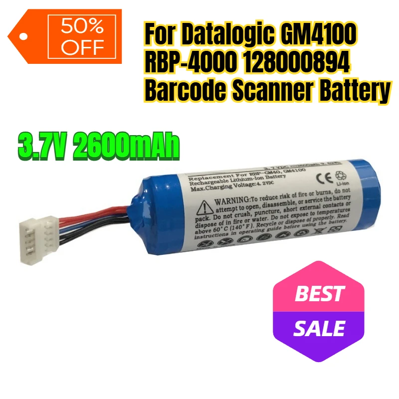 

3.7V 2600mAh for Datalogic GM4100 RBP-4000 128000894 Barcode Scanner Battery