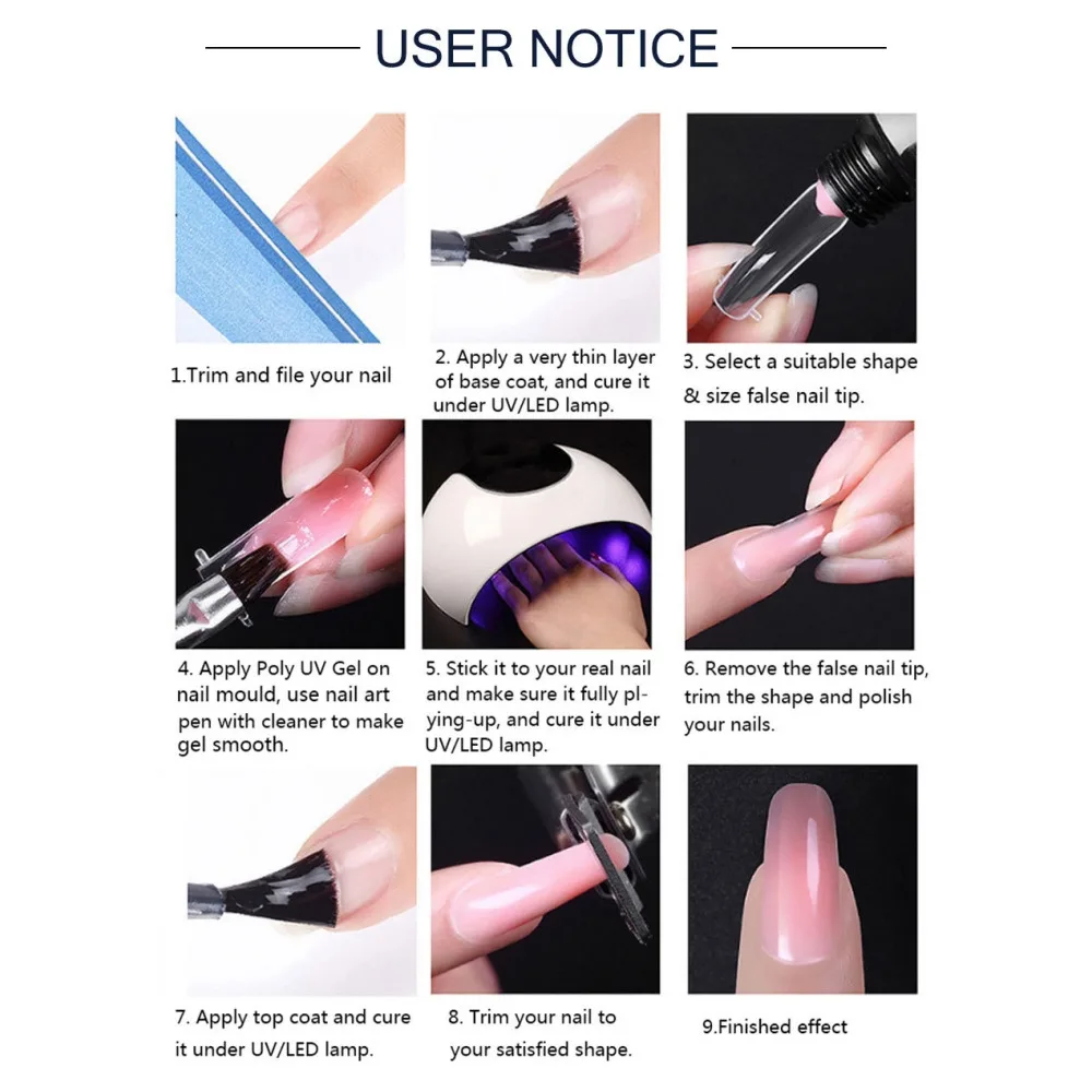 6pcs Nail Tool Set Clear Crystal Extended Adhesive Hardening UV Seal Long-lasting Nail Sole Adhesive Dead Skin Push Brush Tool