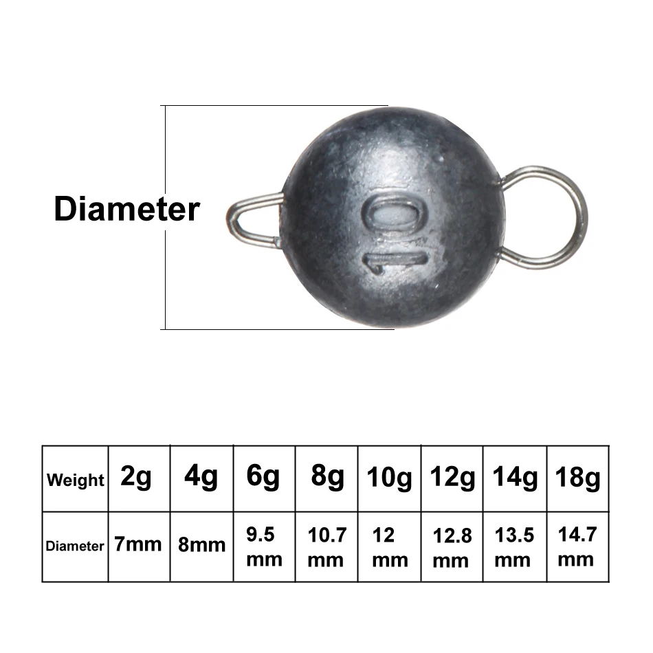 5pcs 2g-18g Fishing Weight Sinker Jig Head Deep Water Bullet Weight with Swivel Round Ball Sinkers Fishing Tackle Accessories